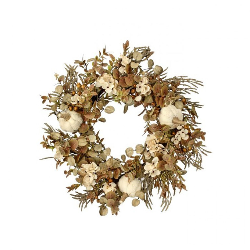 24" Soft Autumn Wreath with Pumpkins