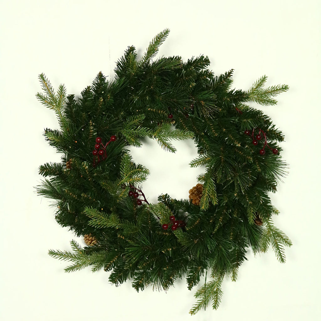 Norfolk Mixed Pine LED Everlasting Wreath 24in