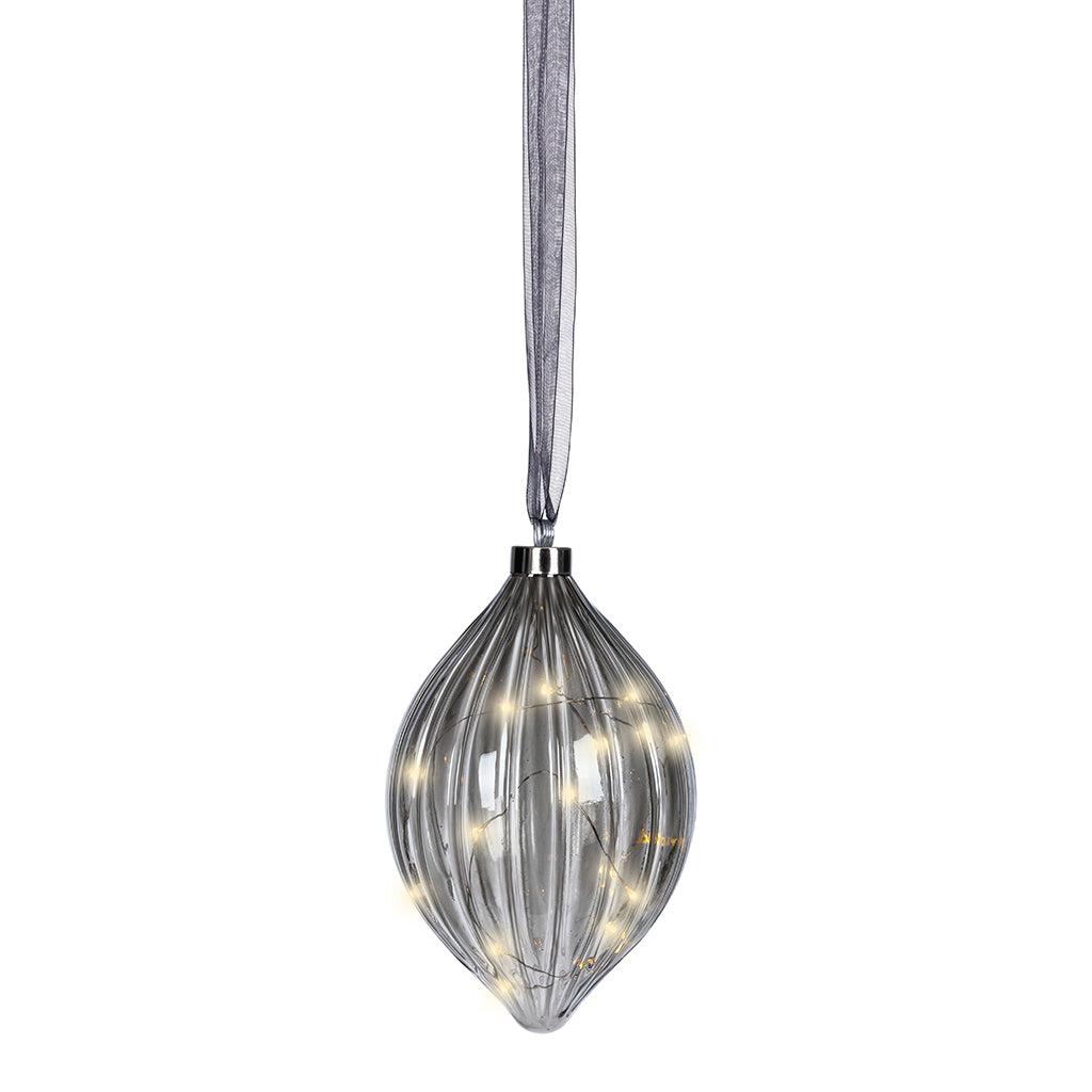 Micro LED Olive Ornament Anthracite 21cm