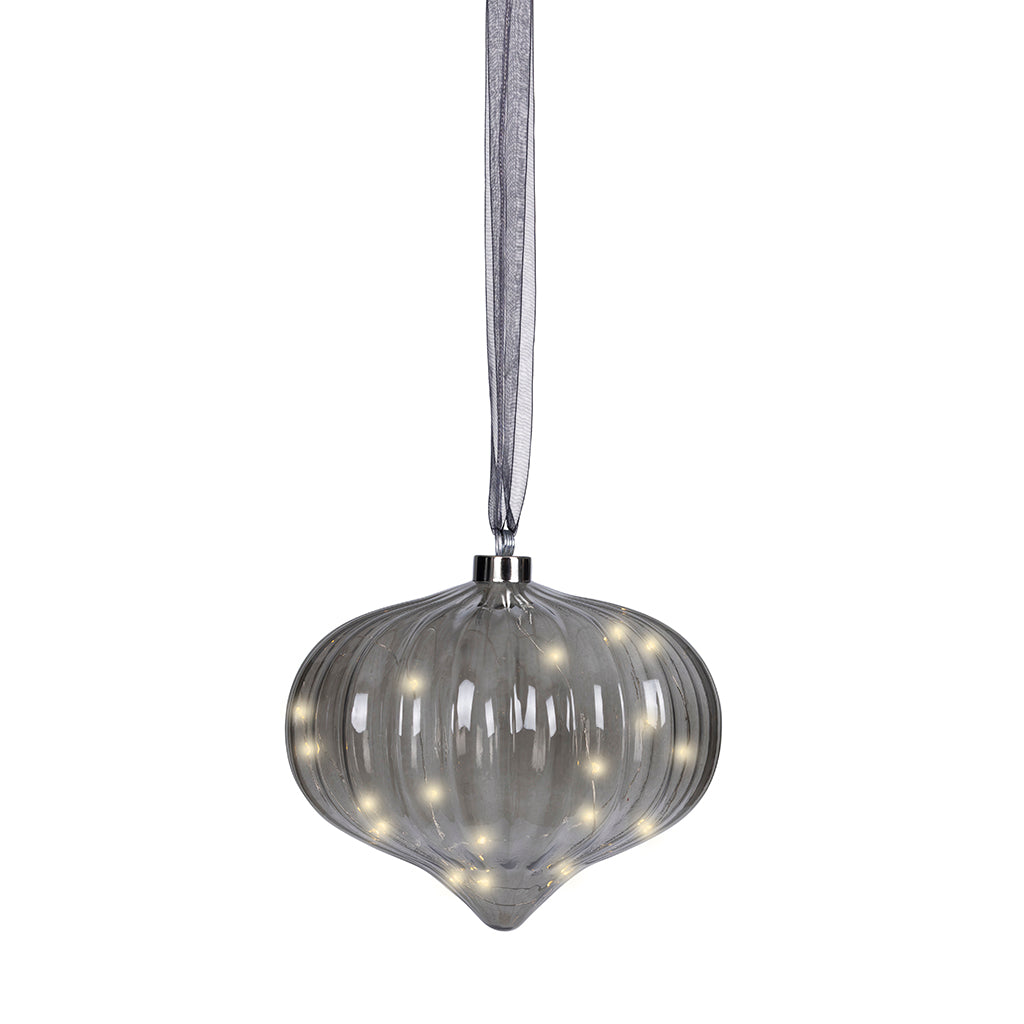 Micro LED Onion Ornament Anthracite 21cm