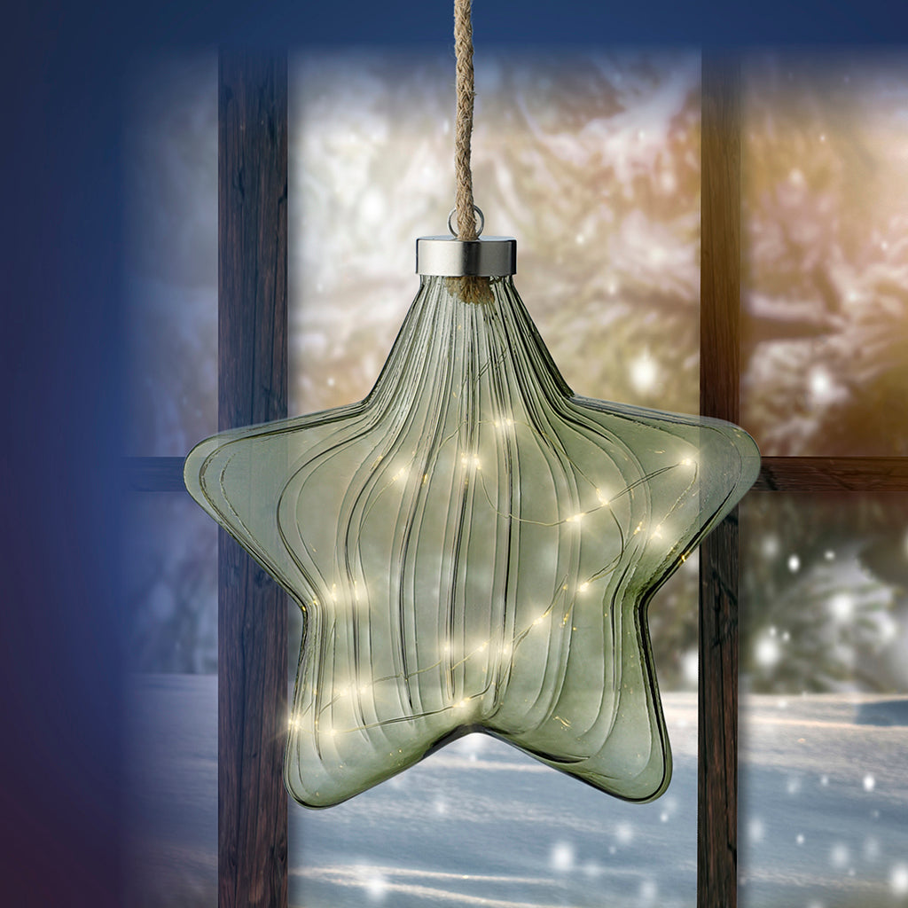 Micro LED Star Ornament Green 20cm