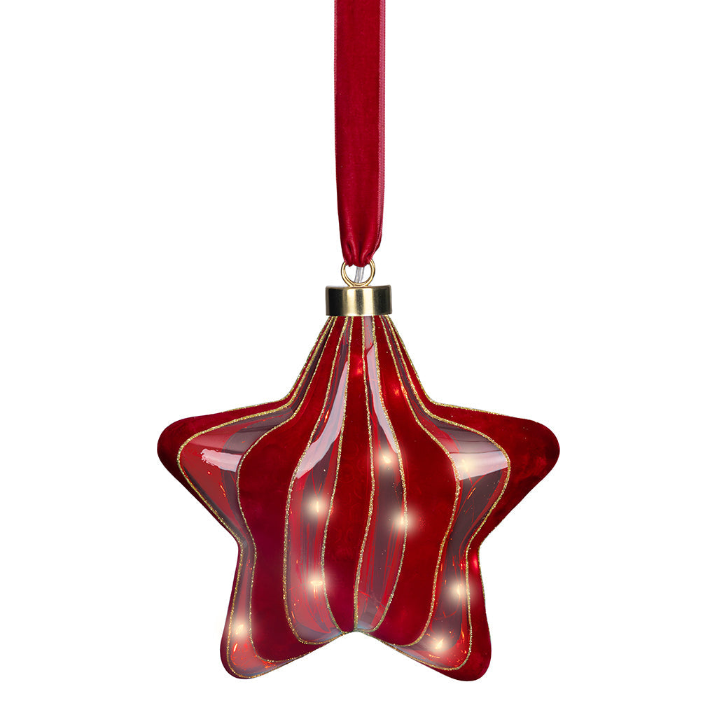 Micro LED Star Ornament Red 20cm