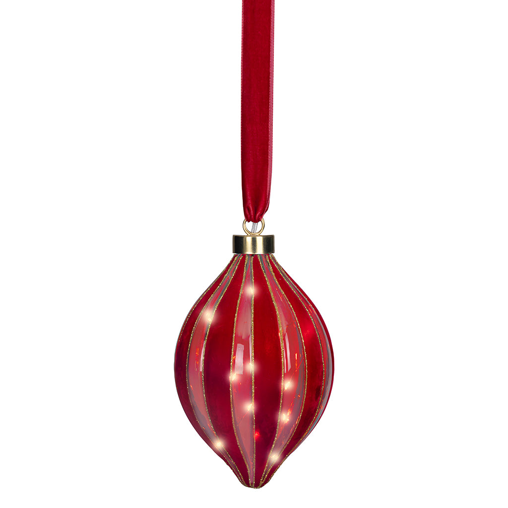 Micro LED Olive Ornament Red 20cm