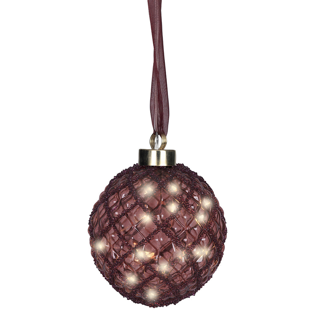 Micro LED Ball Ornament Maroon