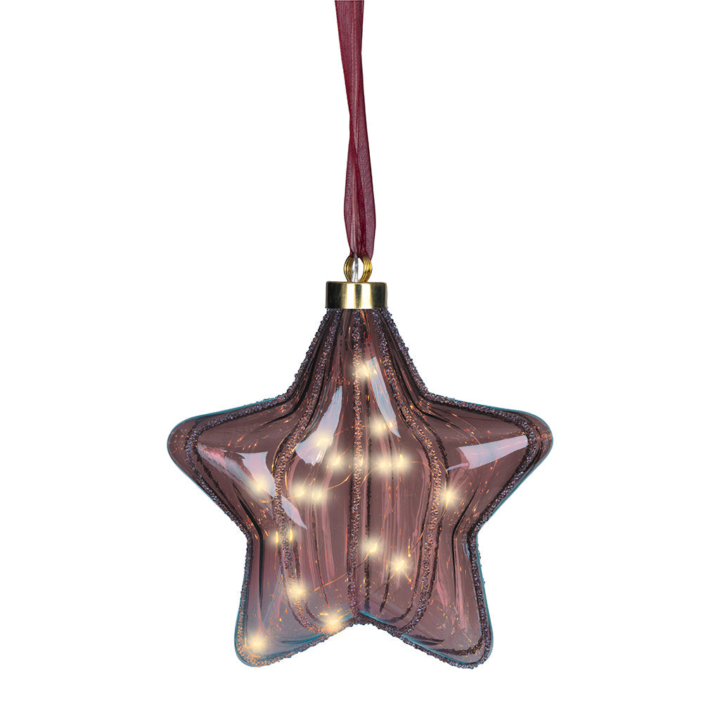 Micro LED Star Ornament Maroon 20cm