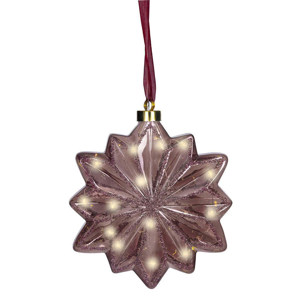 Micro LED Flower Ornament Maroon 19cm