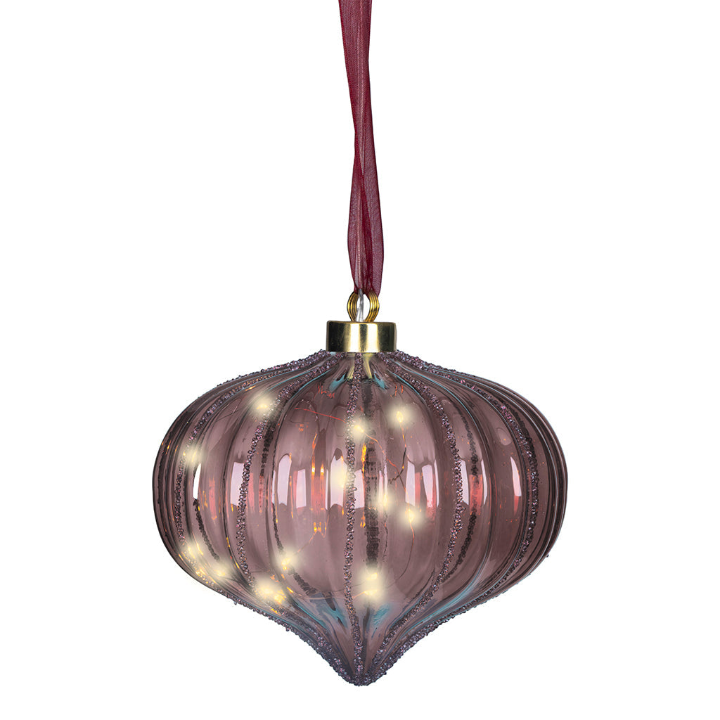 Micro LED Onion Ornament Maroon 21cm