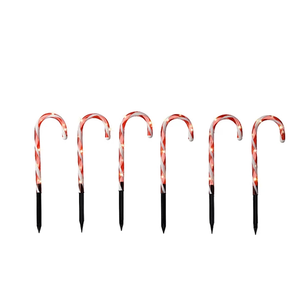 Candy Cane Solar LED Stakes Set of 4 25cm