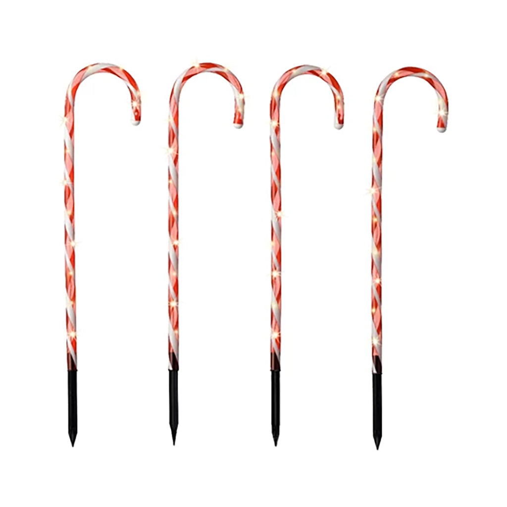 Candy Cane Solar LED Stakes Set of 4 50cm