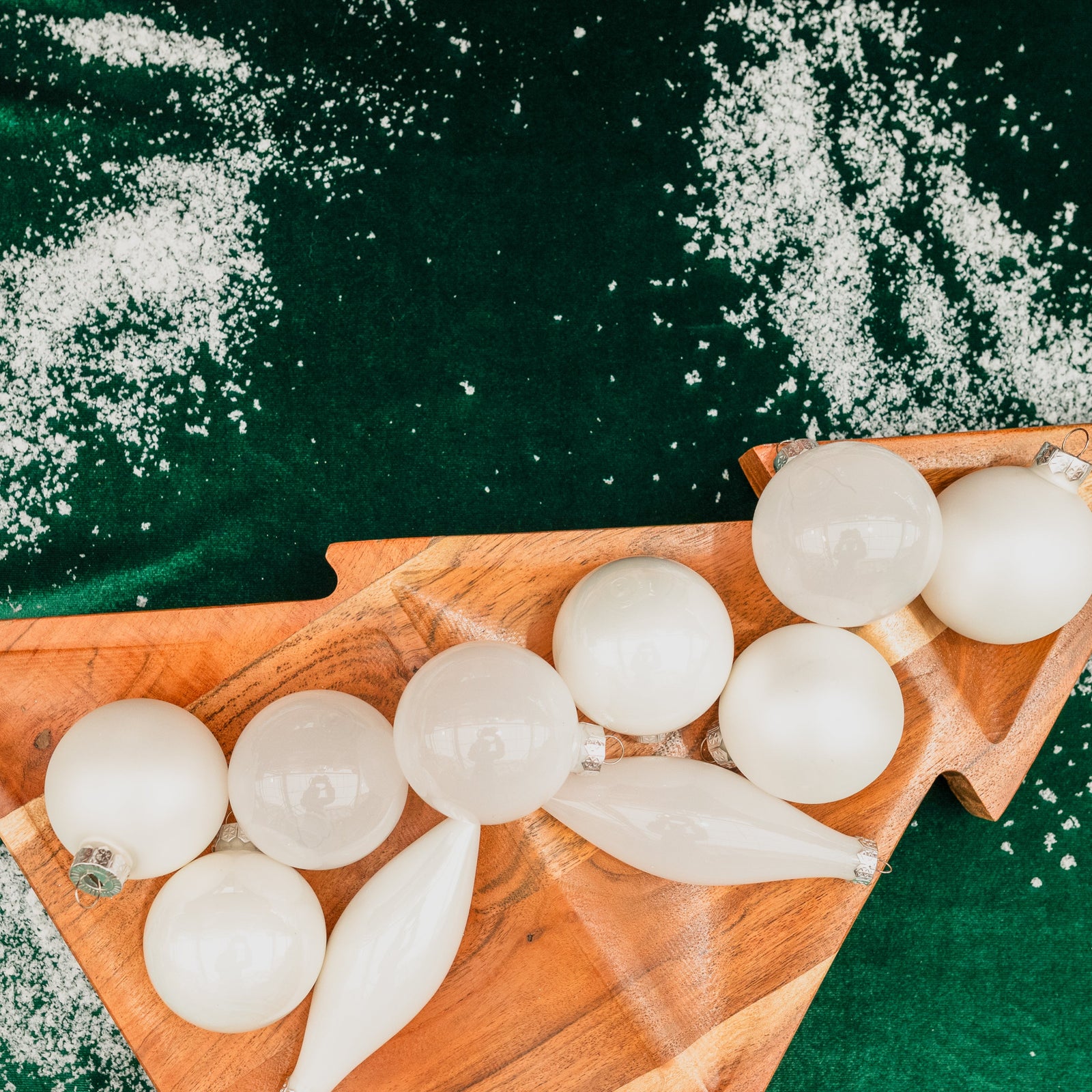 Glass Ornaments Winter White set of 10