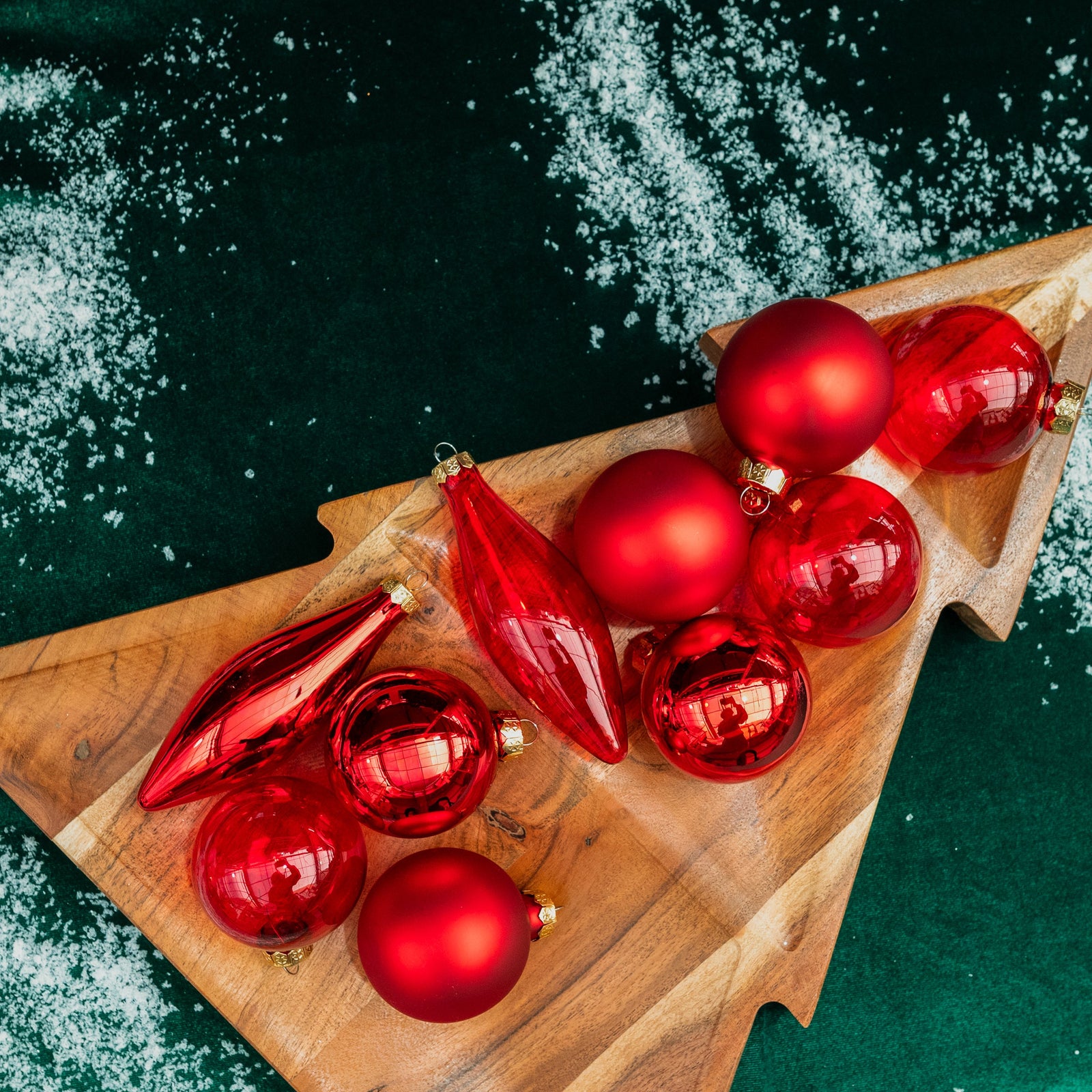 Glass Ornaments Red set of 10