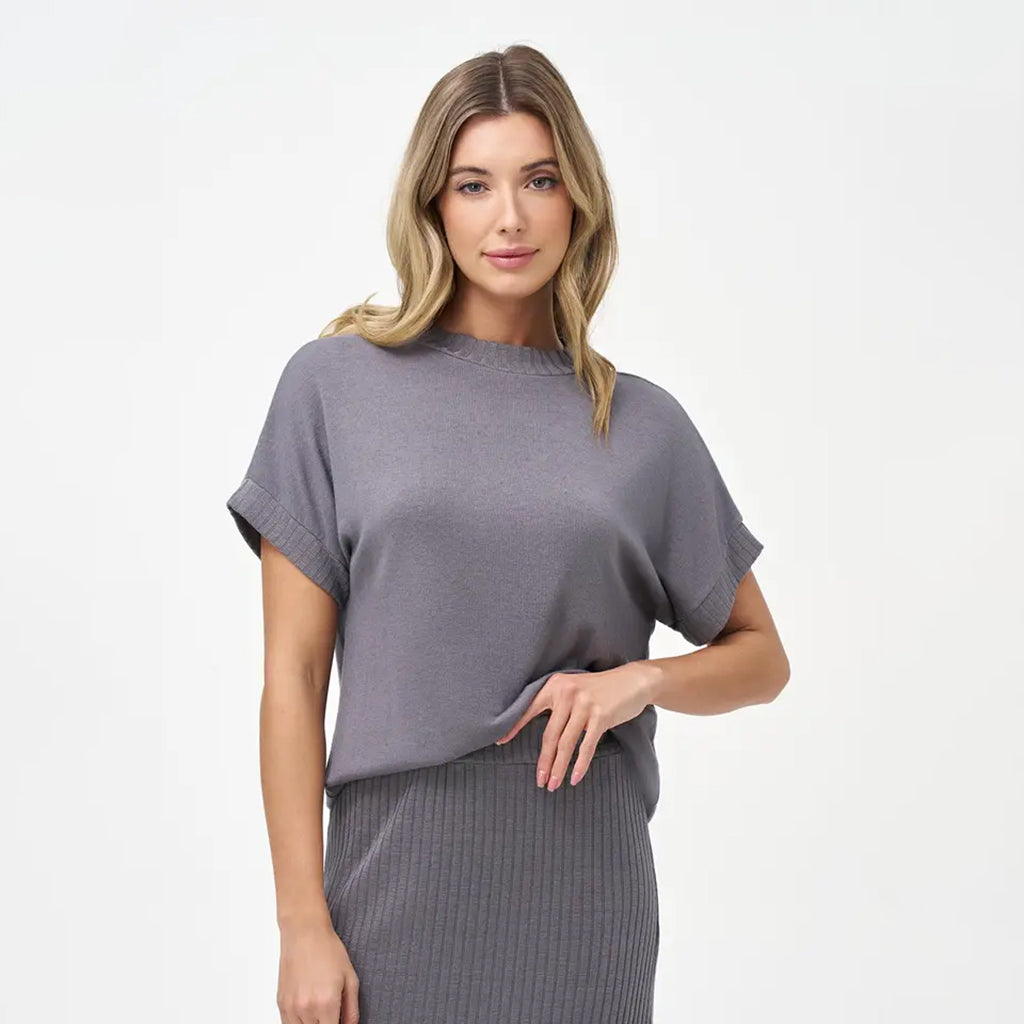 Knit Short Sleeve Top Moon