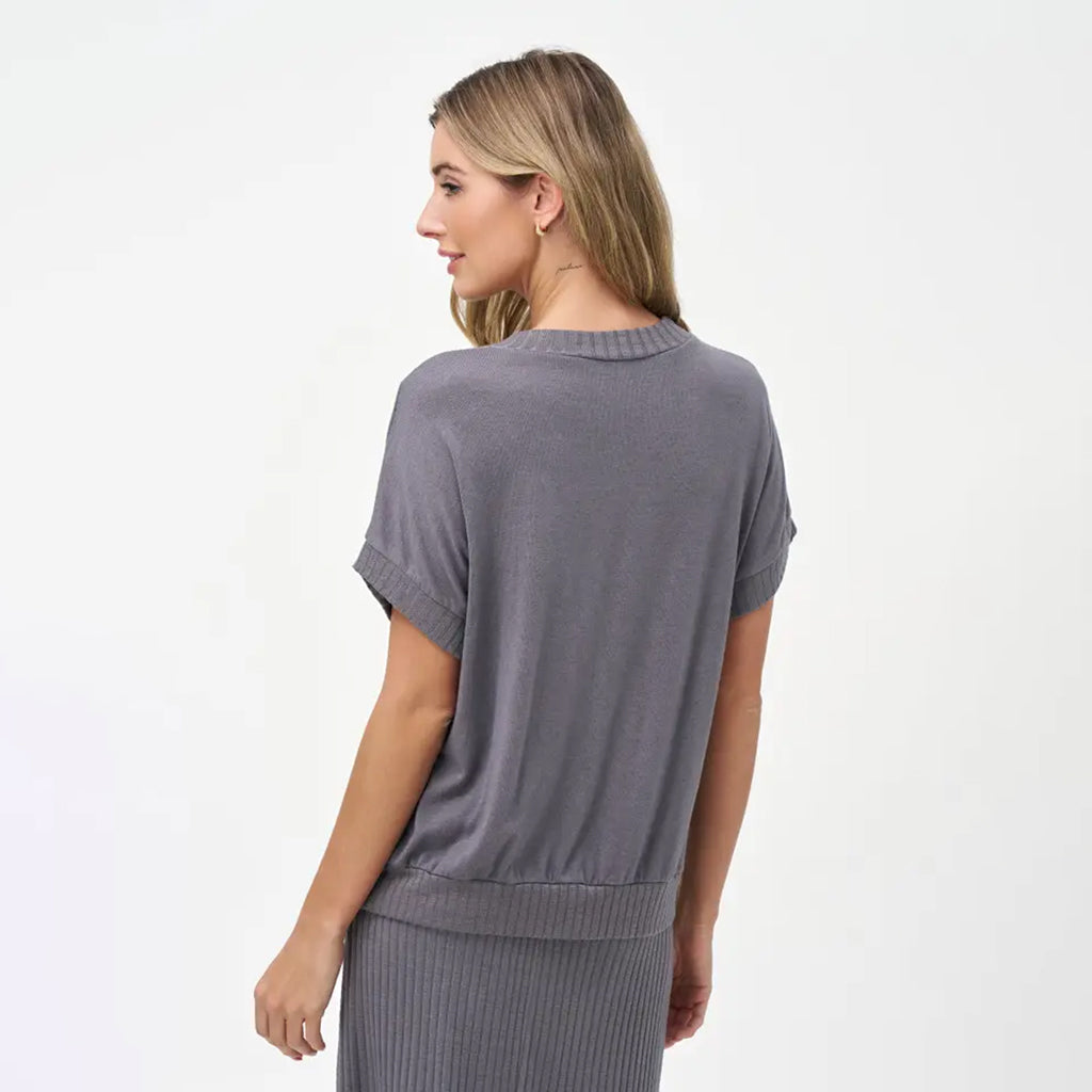 Knit Short Sleeve Top Moon