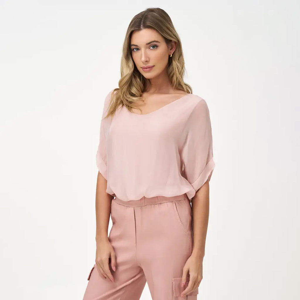 Silk V-Neck Top Quartz