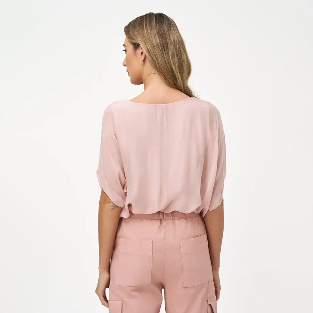 Silk V-Neck Top Quartz