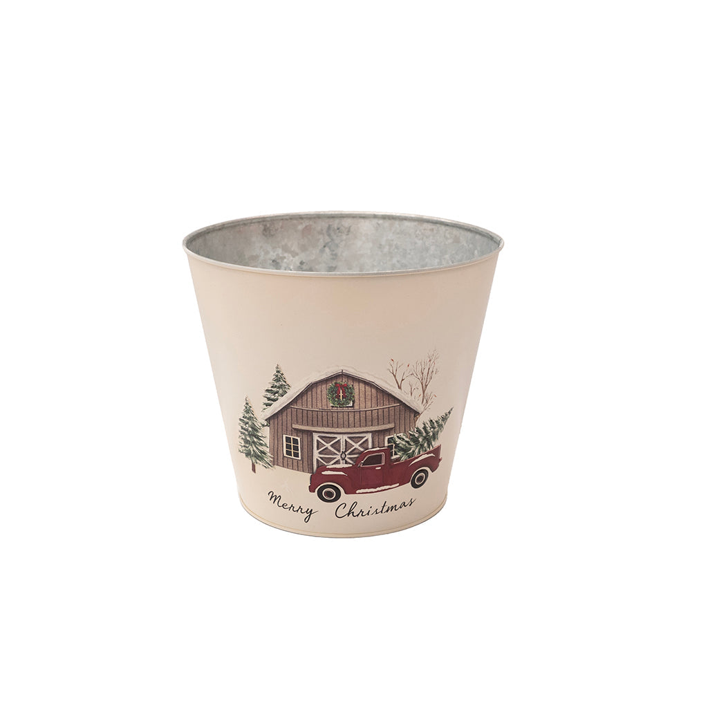 Classic Christmas Indoor Tin Pot Cover