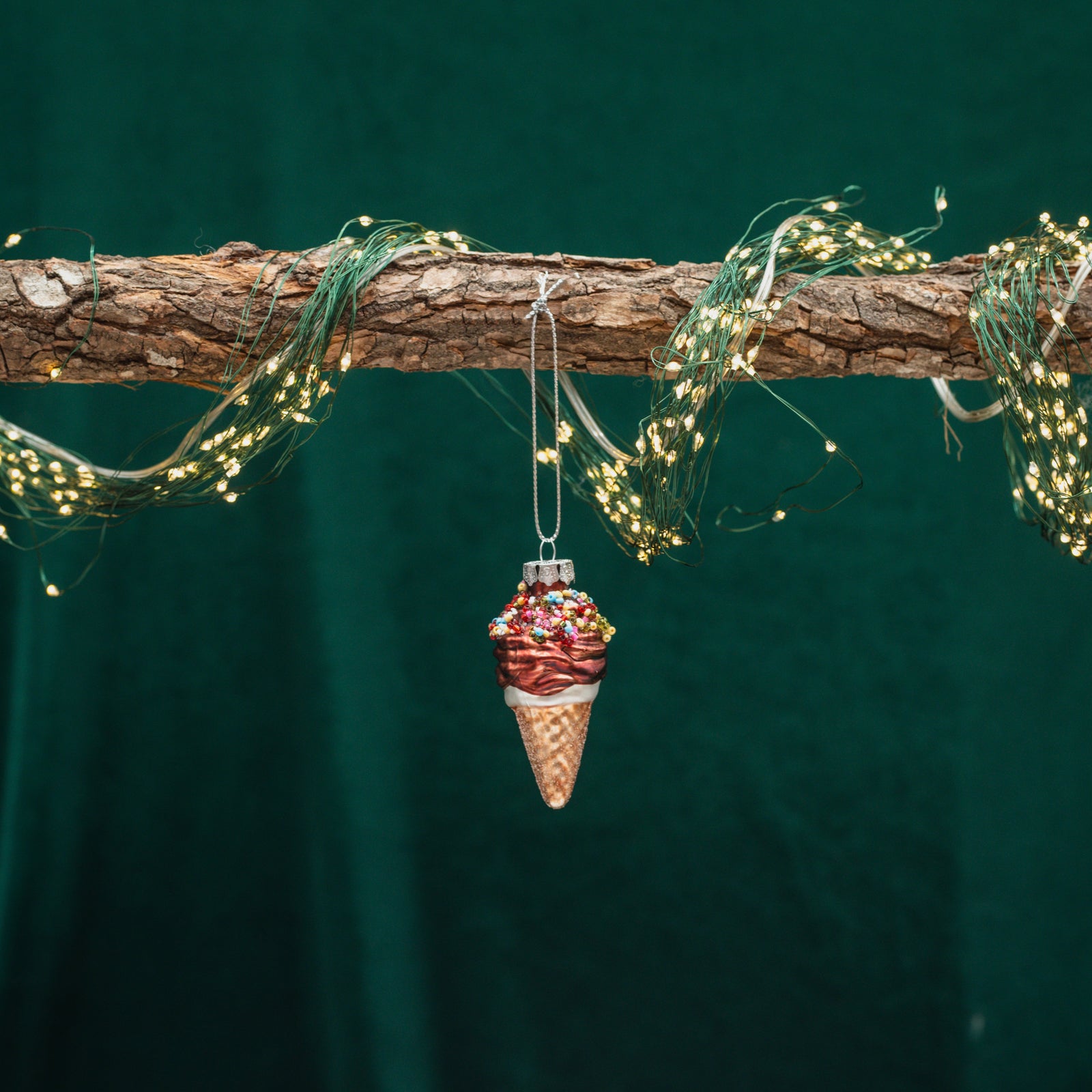 Glass Ice Cream Cone Ornament