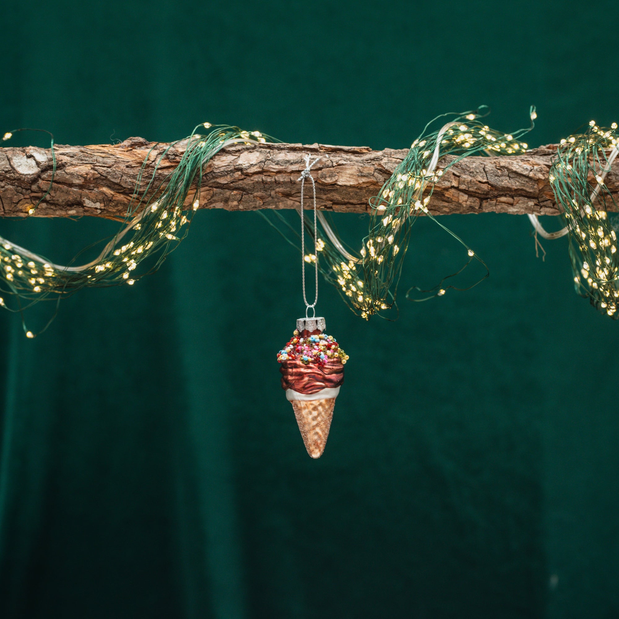 Glass Ice Cream Cone Ornament