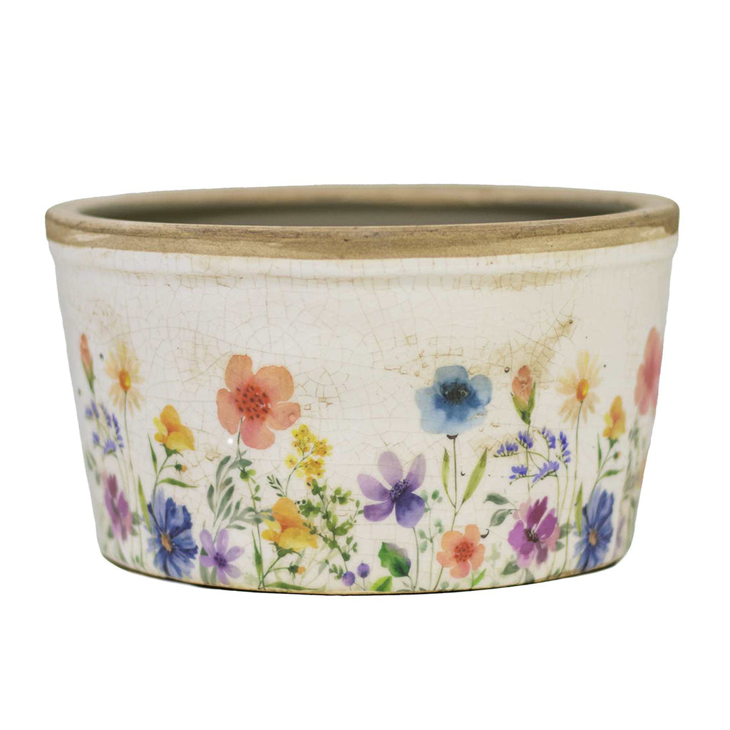 Ceramic White Floral Planter