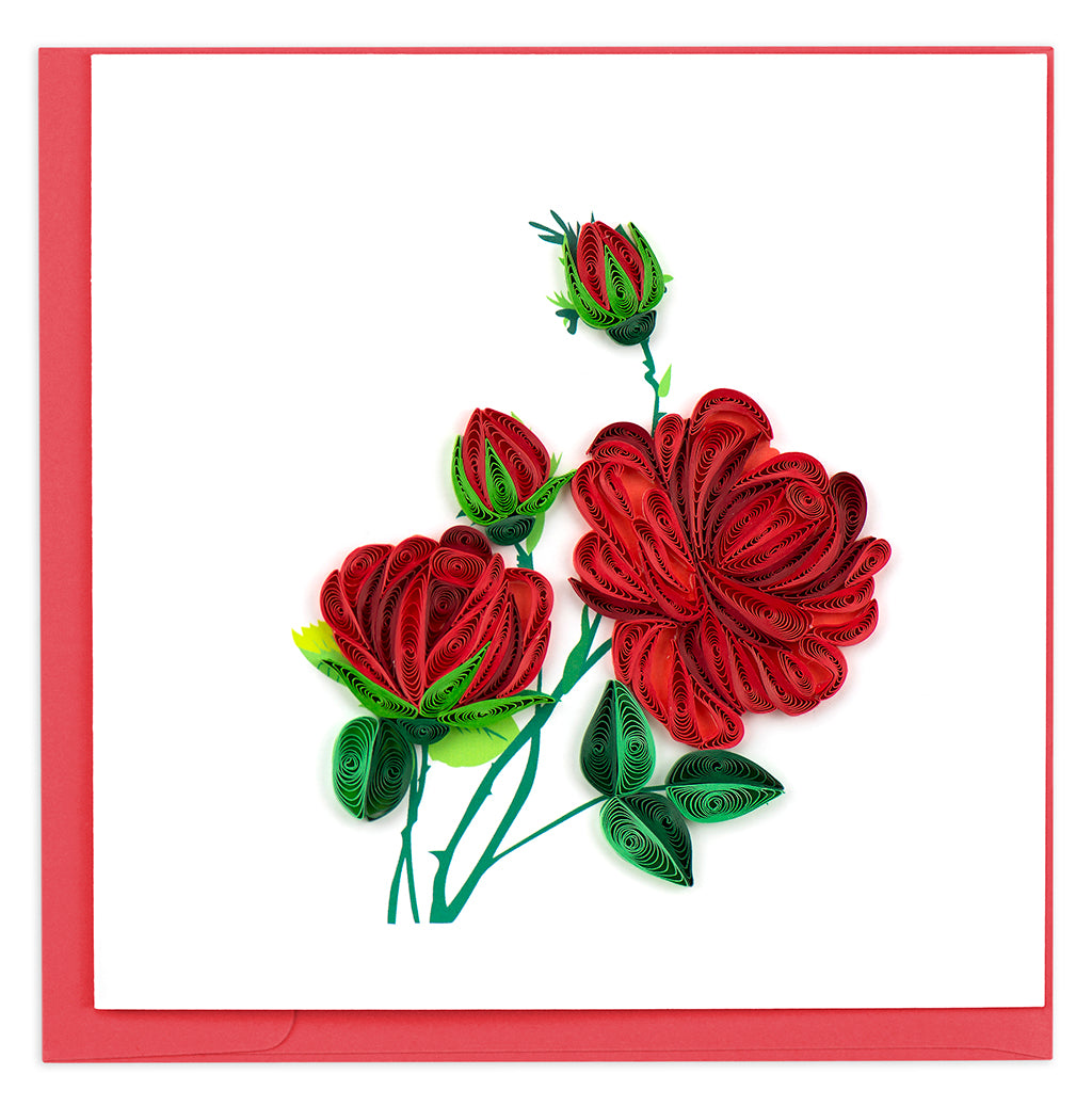 Reshaim Roses Card Red Roses Quilling Card - Sheridan Nurseries