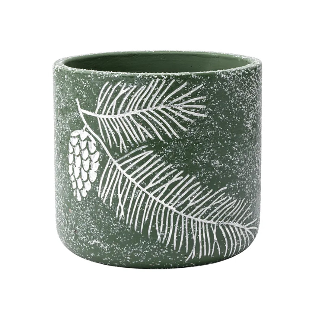White Pinecone Green Planter 4.75In