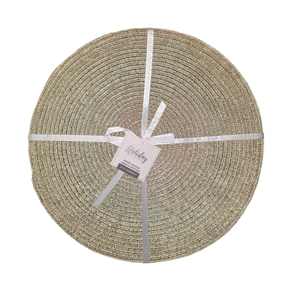 Holiday Metallic Round Placemat Set of 4 Gold