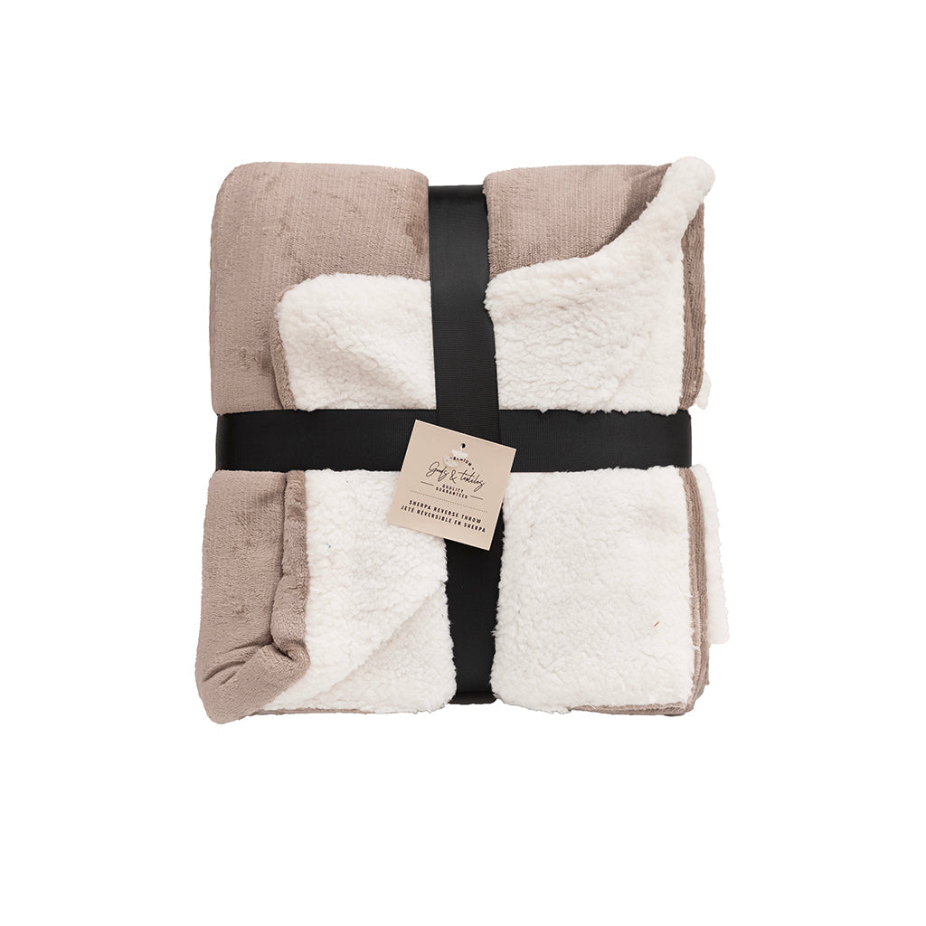 Microplush Sherpa Reverse Throw Taupe