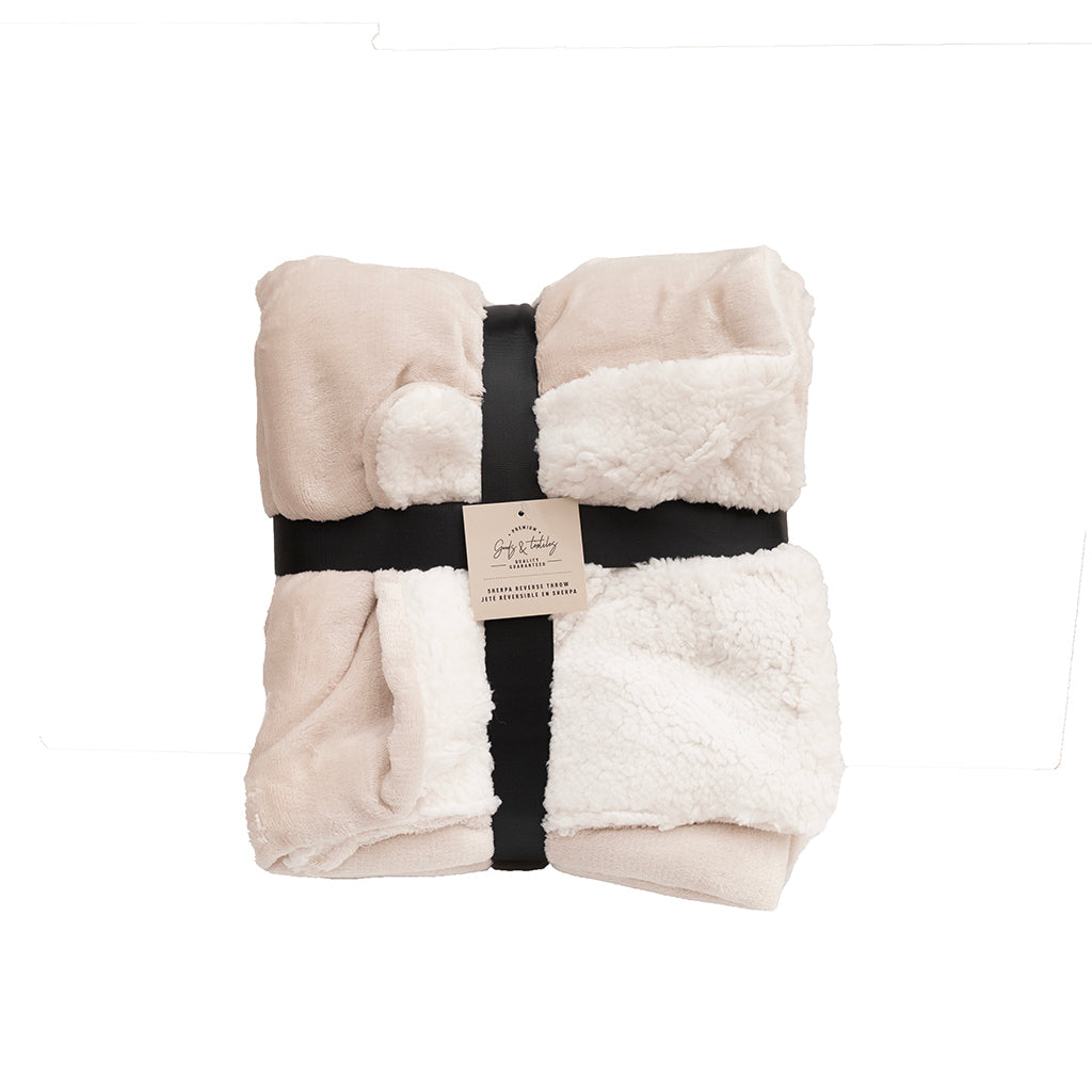 Microplush Sherpa Reverse Throw Cream