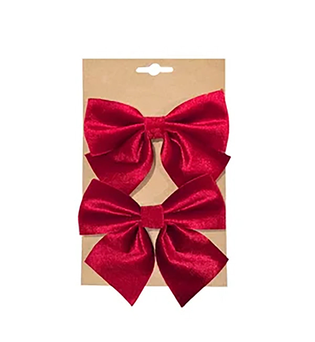 Velvet Bow 2pk Red