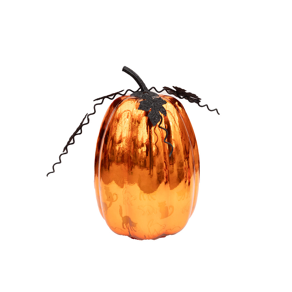 Glass LED Pumpkin with Cats