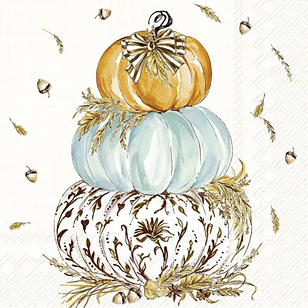 Whimsical Wheat Pumpkins Cocktail Napkin