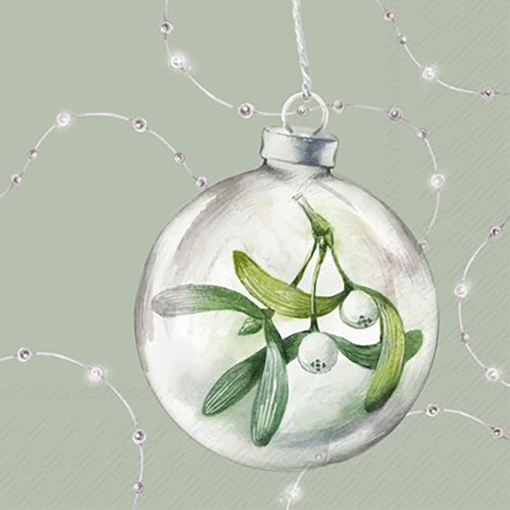 Shiny Christmas Sage Cocktail Napkin