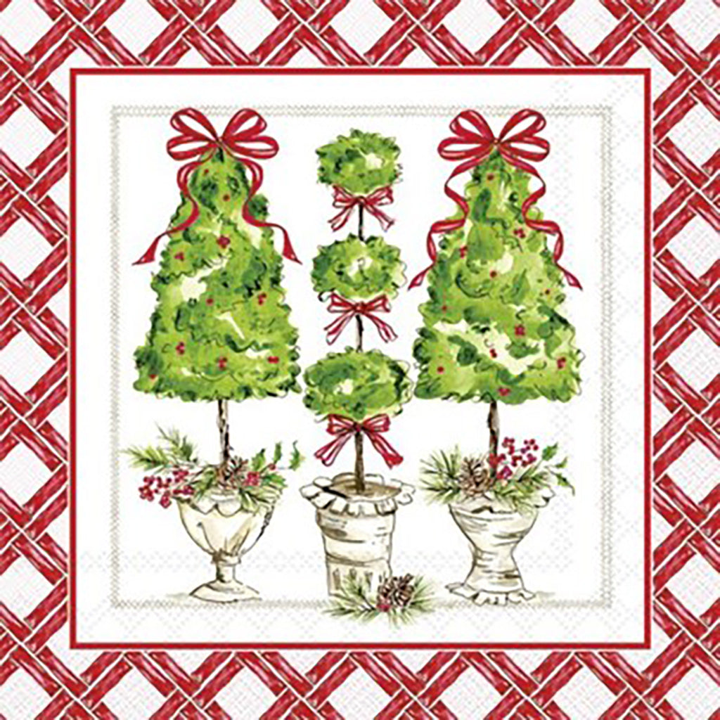 Holly Topiary Cocktail Napkin