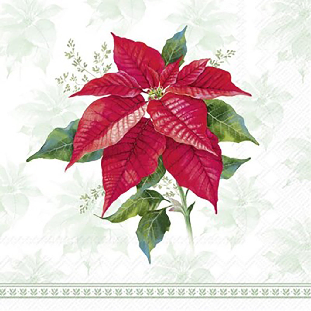 Classic Poinsettia Cocktail Napkin