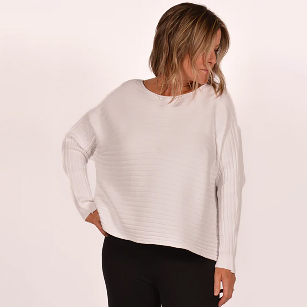 White Waves Ribbed Sweater