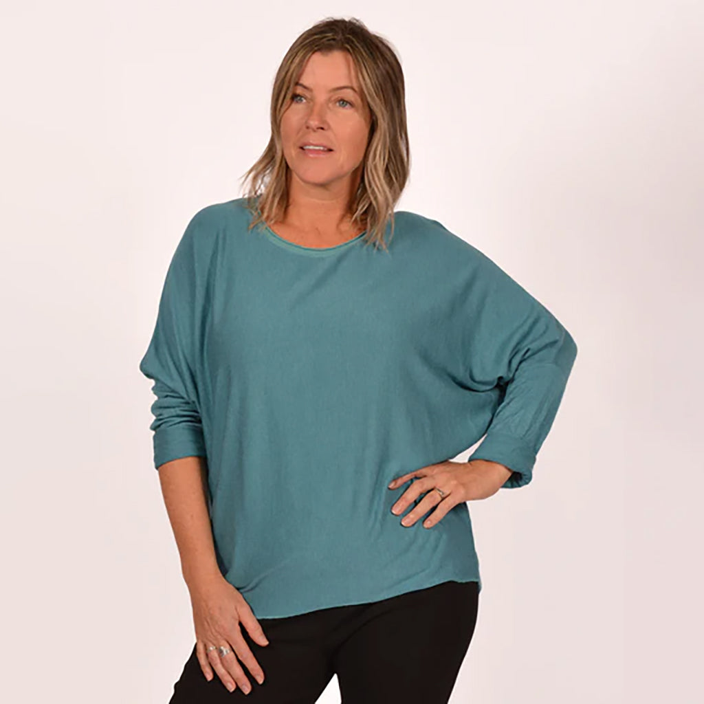 Teal Boat Neck Top