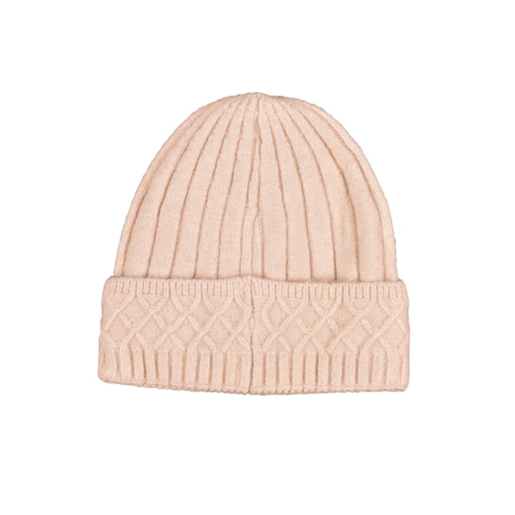 Knit Winter Hat Lined Beige