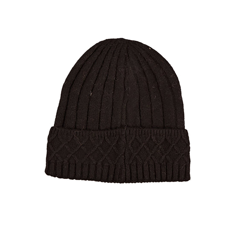 Knit Winter Hat Lined Black