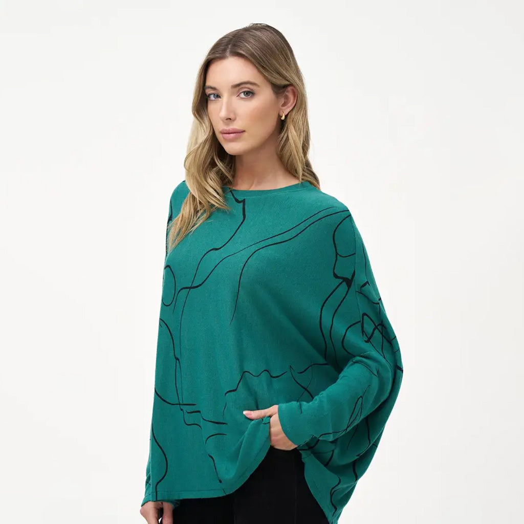 Knit Long Sleeve Oversized Top Emerald