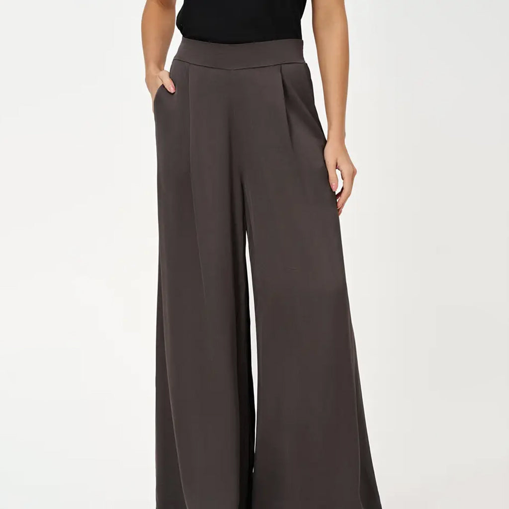 Woven Pull-On Wide Leg Pants Cocoa