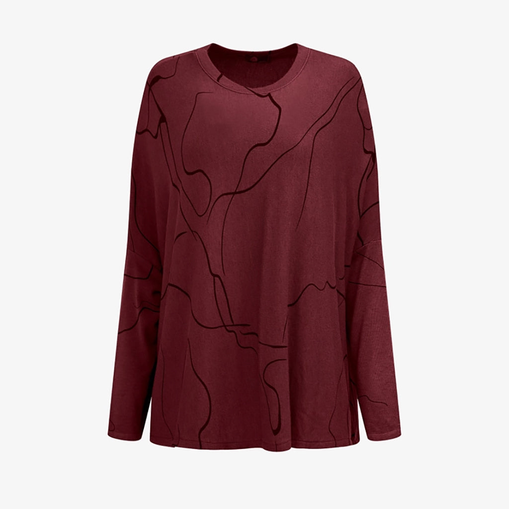 Knit Wide Neck Tunic Wine