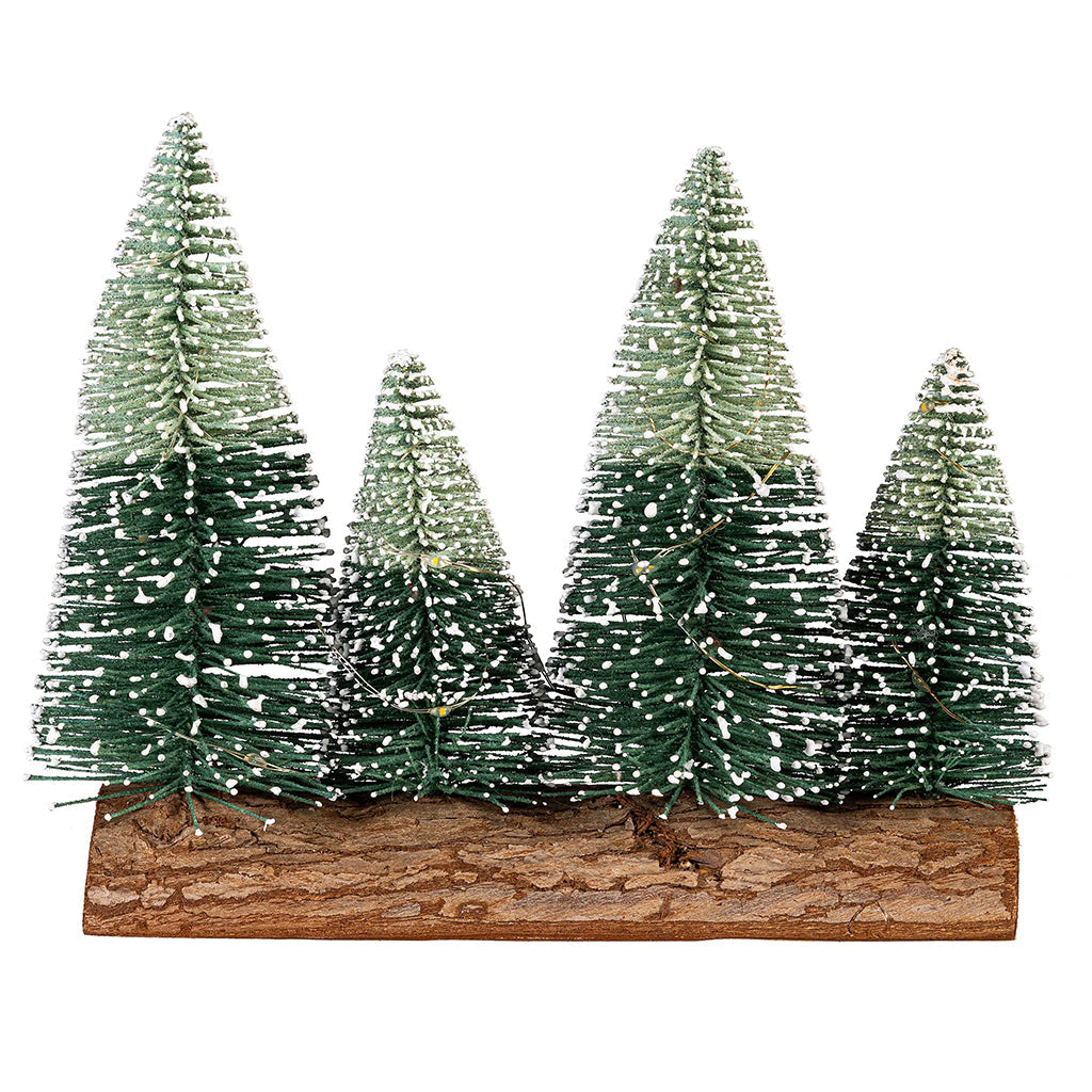 LED Table Décor Ombre Bottle Brush Trees on Log