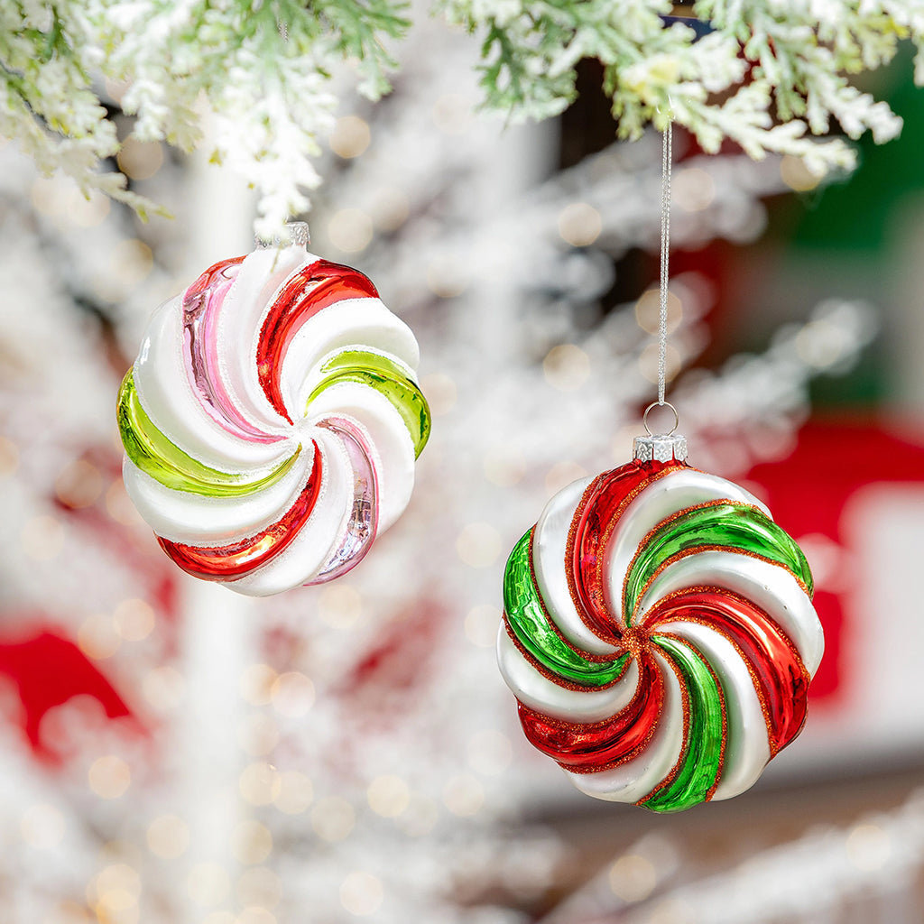 Peppermint Glass Ornament 4.25"