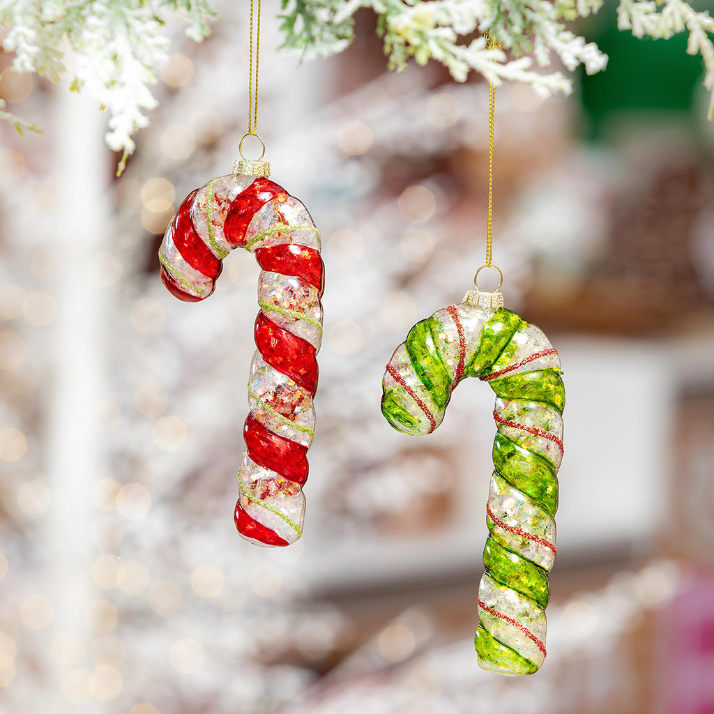 Candy Cane Glass Ornament 5.25"