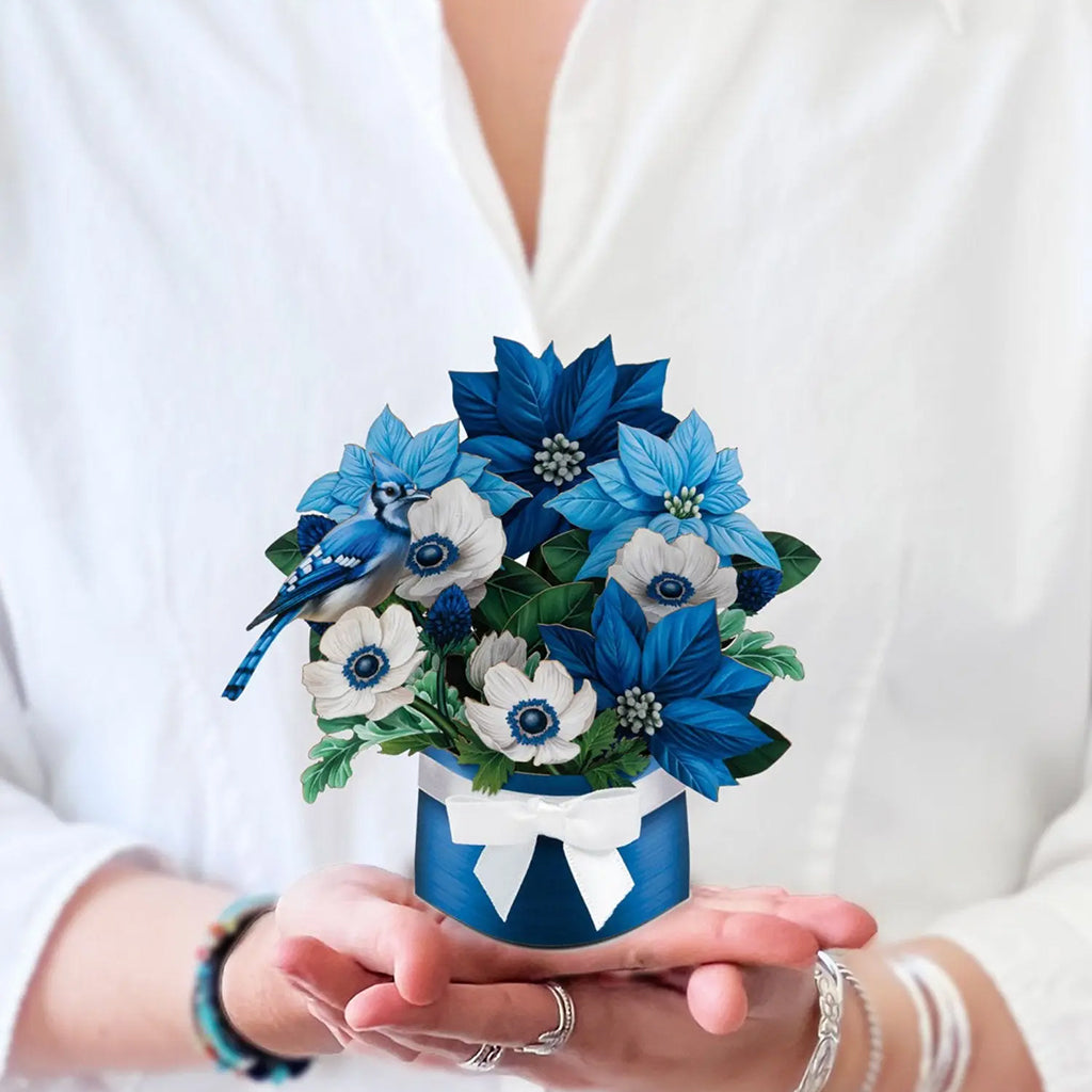 Blue Poinsettia Mini Bouquet And Card
