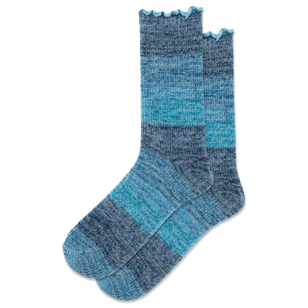 Ombre Lettuce Edge Black Socks