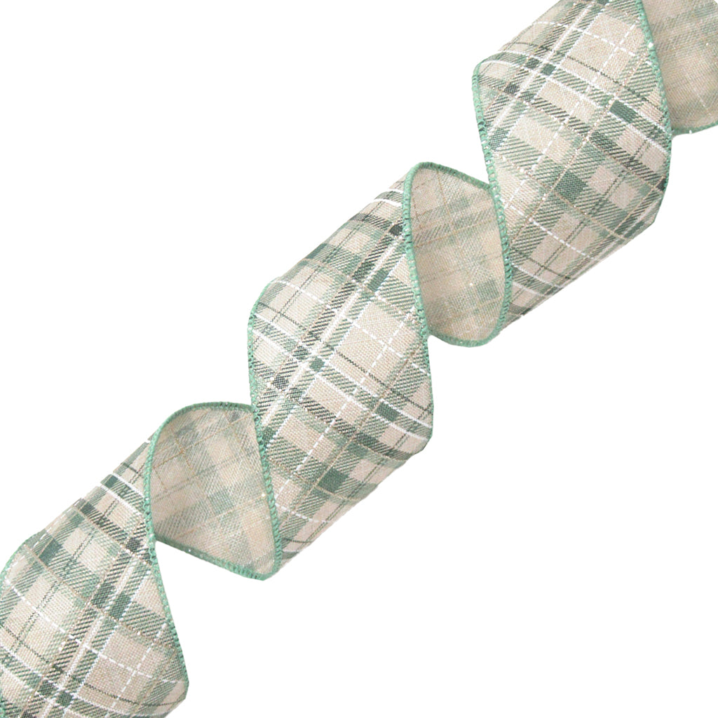 Wired Ribbon Linen Burlap with Diamond pattern 2.5"x10yds