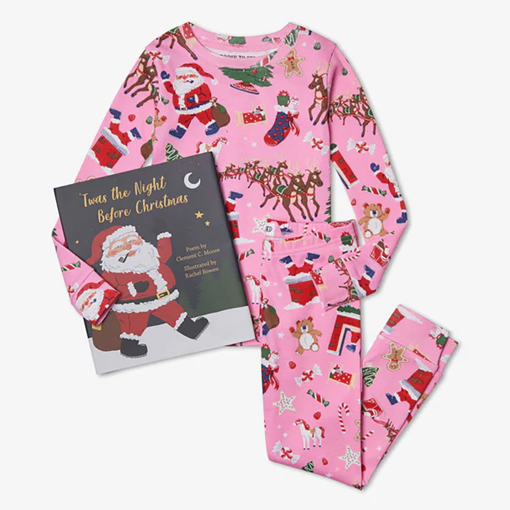 Books to Bed Twas the Night Before Christmas Flat Pack Pajama Set and Book Set