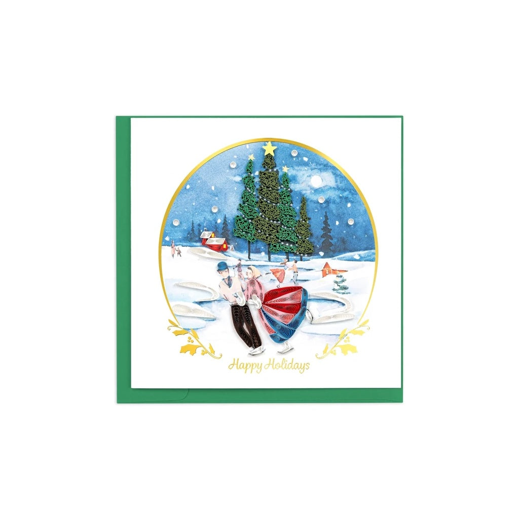 Ice Skating Holiday Quilling Card