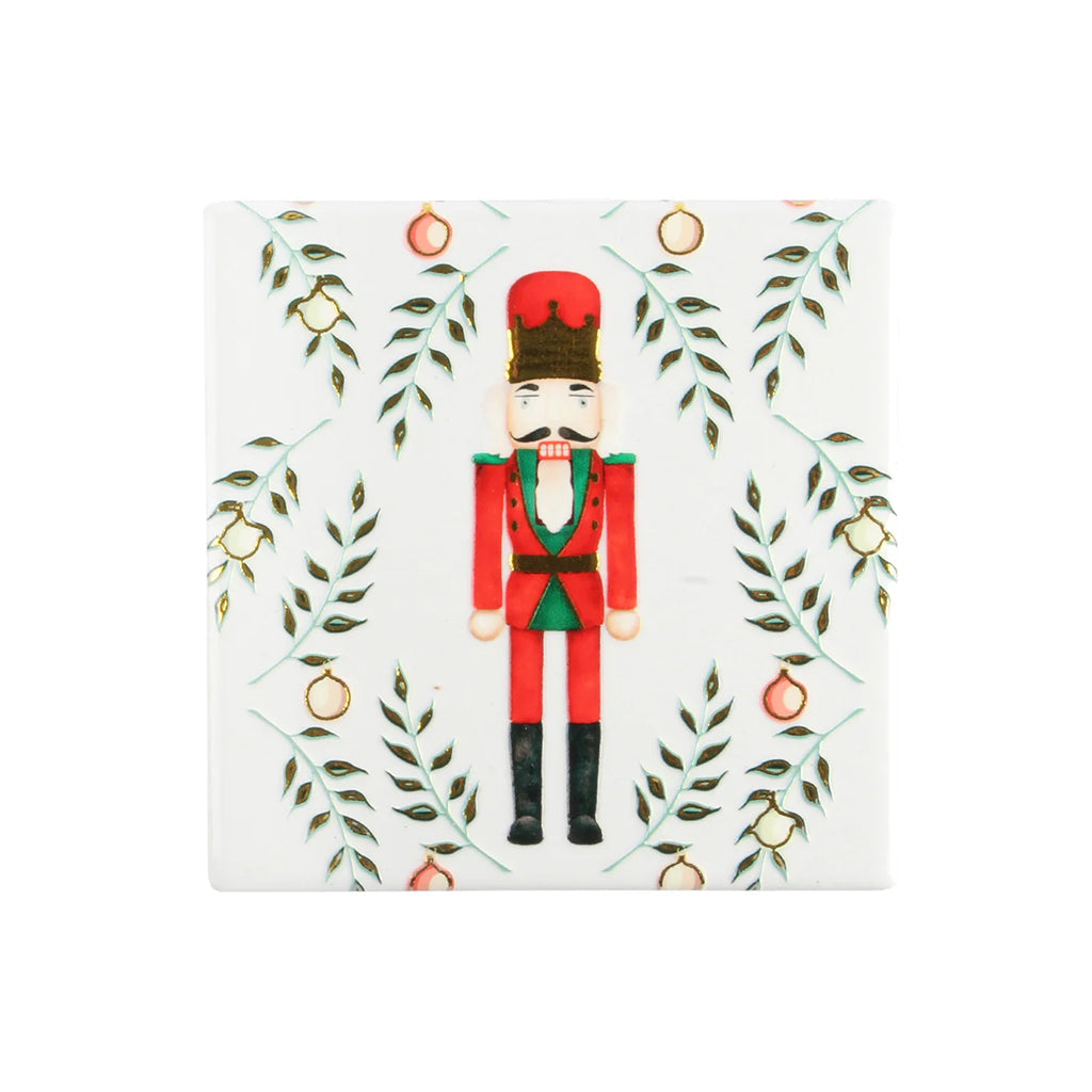 Traditional Nutcracker Textured Printed Ceramic Coaster S/6 Multi
